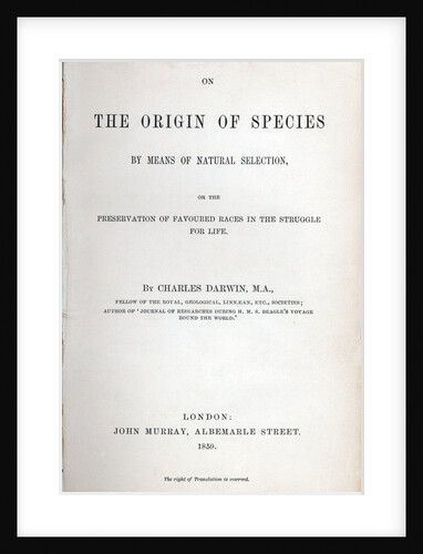 Title page of The Origin of Species by Charles Darwin