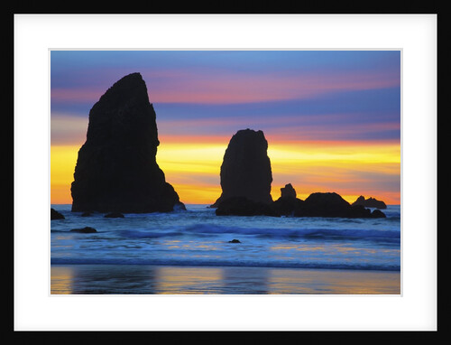 sunset at low tide, Needles, Canon Beach, Oregon Coast. by Anonymous