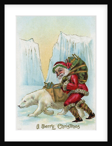 Santa Claus and a polar bear at the North Pole by Anonymous