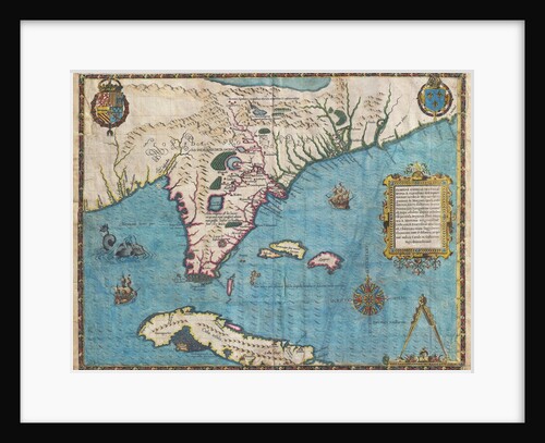 Map of Florida and Cuba by Jacques Le Moyne