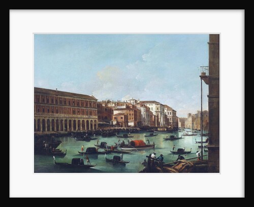 Grand Canal of Venice at the Rialto, with Gondolas by Giuseppe Bernardino Bison