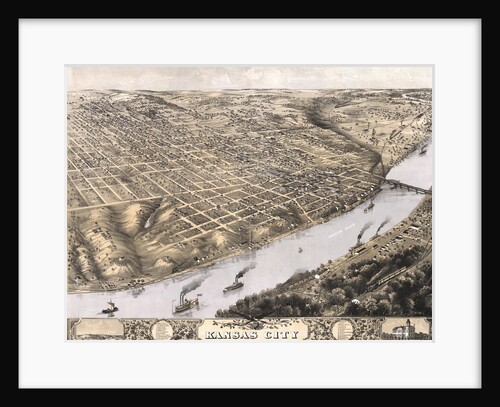 Aerial View of Kansas City, Missouri in the 1860s by Anonymous