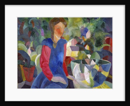 Woman with Fishbowl (Gemalde Madchen mit Fischglas) by August Macke