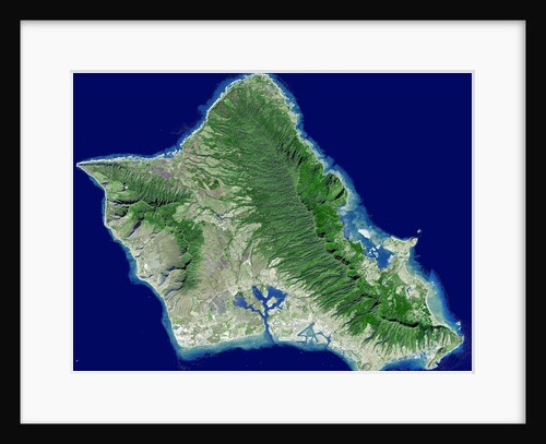 Satellite view of Oahu, Hawaii, USA by Anonymous