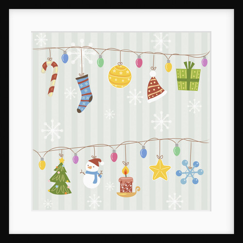 Christmas with decorations with gray background by Anonymous