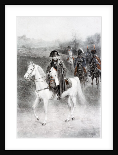 Napoleon Bonaparte on horseback. Painting by Jan Van Chelminski