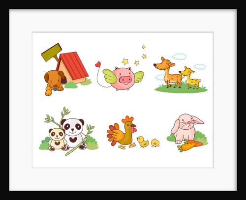 Illustration of animals against white background by Anonymous