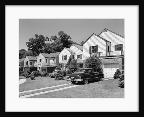 1950s suburban street of typical homes queens new york by Anonymous