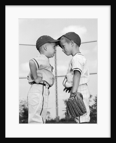1960s two boys playing baseball arguing by Anonymous