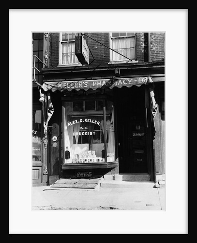 1930s pharmacy storefront by Anonymous