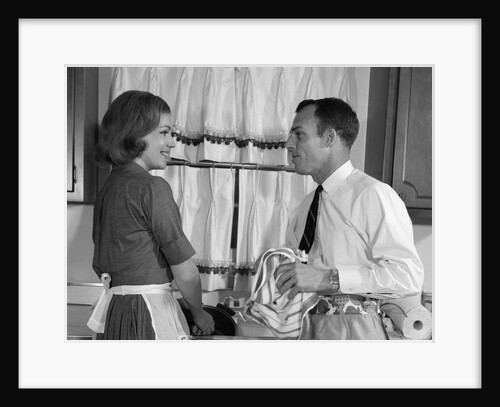 1960s man woman washing dishes kitchen sink by Anonymous