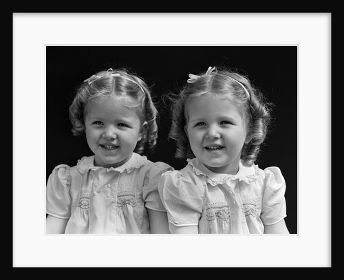 1930s portrait twin girls smiling by Anonymous