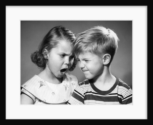 1950s boy and girl arguing head to head by Anonymous