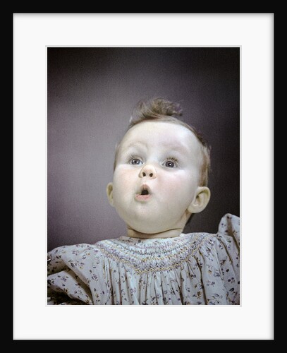 1940s 1950s portrait baby cute facial expression of awe wonder surprise by Anonymous