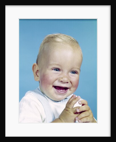 1950s 1960s happy laughing blond baby boy by Anonymous