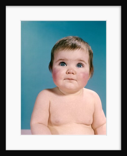 1960s portrait sweet brunette baby blue eyes looking up by Anonymous