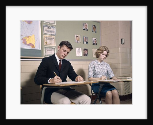 1960s college students couple man woman studying by Anonymous