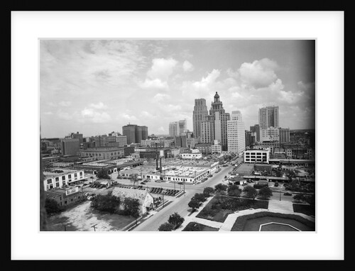 1940s skyline of business district of houston texas from city hall by Anonymous