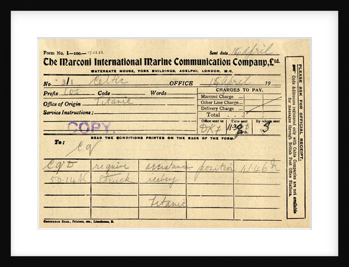 Message from the RMS <Titanic> by Anonymous