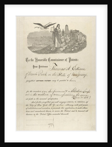 Thomas Edison's patent application by Anonymous