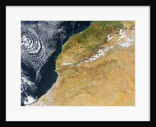 Satellite view of the Atlas Mountains of Morocco with winter snow cover by Anonymous