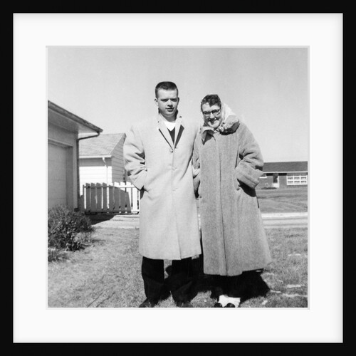 Young married couple pose in their Illinois yard, ca. 1956. by Anonymous