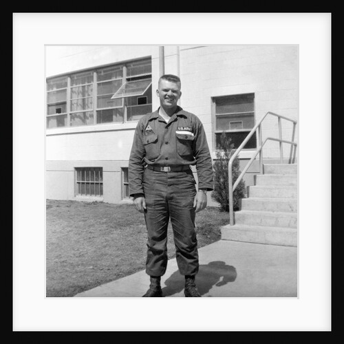 US army soldier poses for a photo on base, ca. 1954. by Anonymous