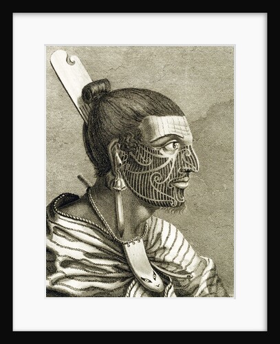 Portrait of Maori man with moko by Anonymous