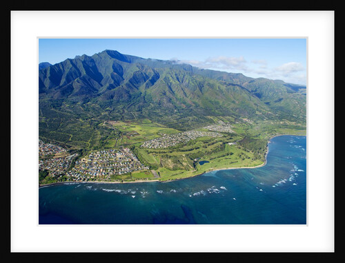 Aerial of West Maui Mountains and Waihee Golf course, Maui, Hawaii by Anonymous
