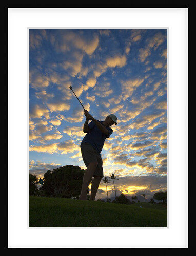 Silhouette of golfer at sunset, Maui, Hawaii by Anonymous