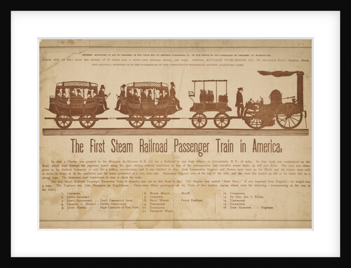 The First Steam Railroad Passenger Train in America by Anonymous