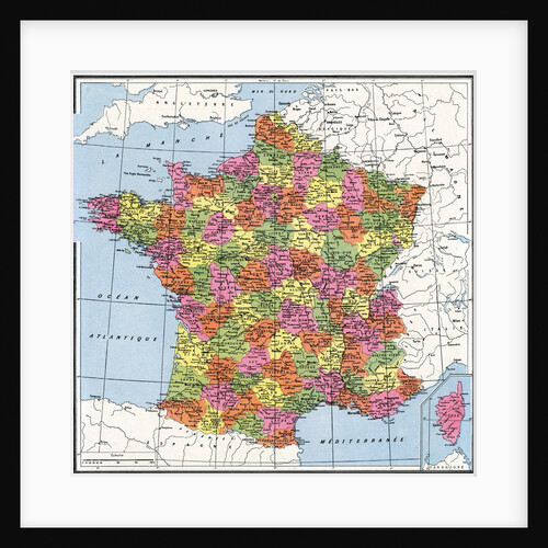 Vintage Map of the Departements of France by Anonymous