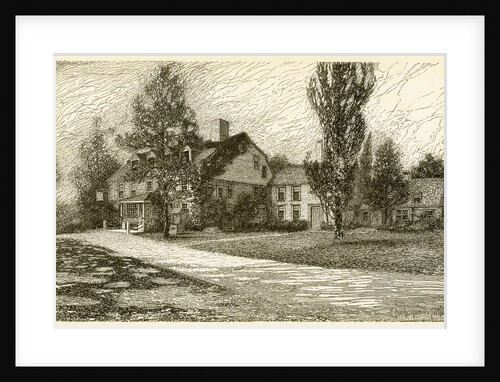 Etching of Longfellow's Wayside Inn in 1845 by Anonymous
