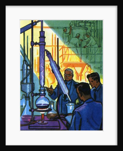 Oil Series: Scientists in a Laboratory Experimenting with Oil by Anonymous