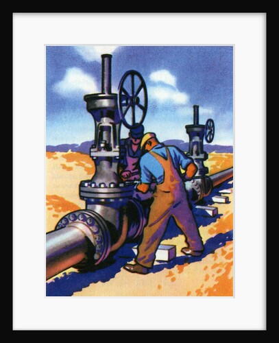 Oil Series: Oil Workers at an Oil Pipeline by Anonymous
