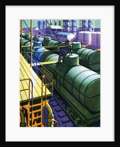 Oil Series: Oil Being Loaded into Tank Cars at a Rail Yard by Anonymous