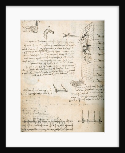Notebook drawing of grappling hooks by Leonardo da Vinci