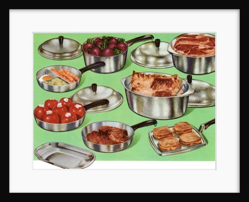 1950s set of pots and pans by Anonymous