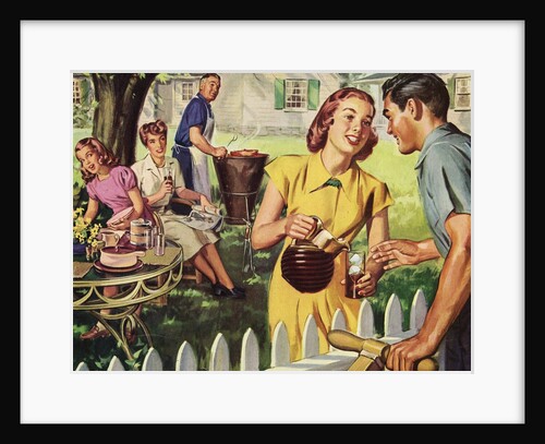 Neighbors Having a Backyard Barbeque. by Anonymous