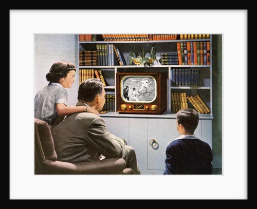 Family Watching Baseball on a New Television. by Anonymous