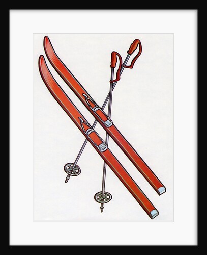 1960s Illustration of a Pair of Skis and Ski Poles. by Anonymous