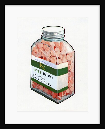 1960s Illustration of a Bottle of Prescription Pills. by Anonymous