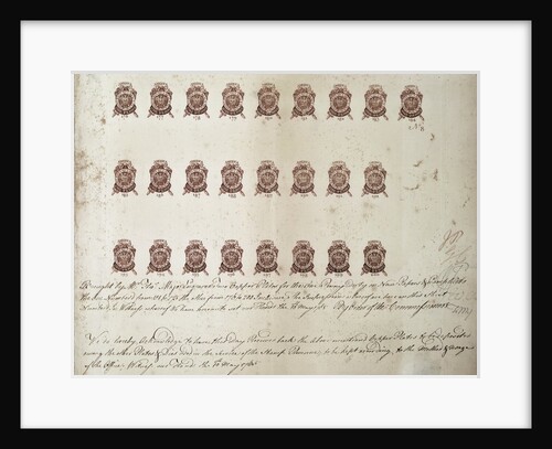 British penny revenue stamps for American colonies by Anonymous