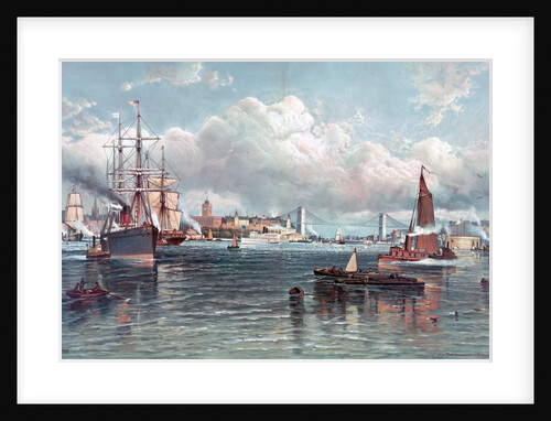 New York Harbor and the Brooklyn Bridge by Andrew W. Melrose