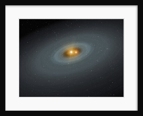 Artist's conception of a tight pair of stars and a surrounding disk of dust by Anonymous