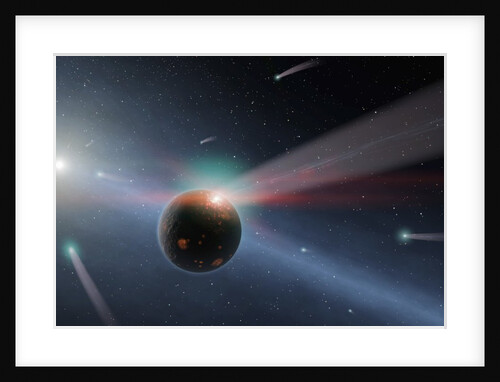 Artist concept of comets impacting Eta Corvi by Anonymous
