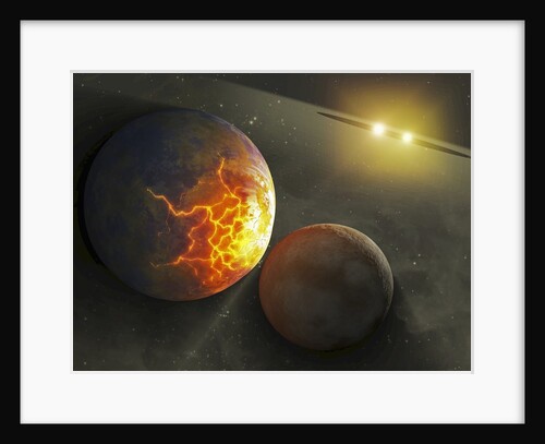 Illustration of planetary collision by Anonymous