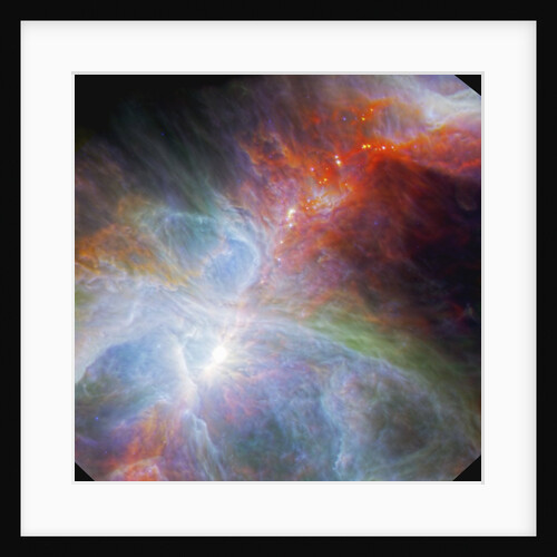 View of the Orion nebula highlighting fledging stars hidden in the gas and clouds by Anonymous