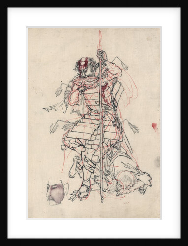 A samurai drinking sake by Anonymous