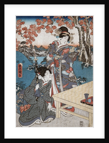 Court ladies gathering maple leaves by Utagawa Toyokuni